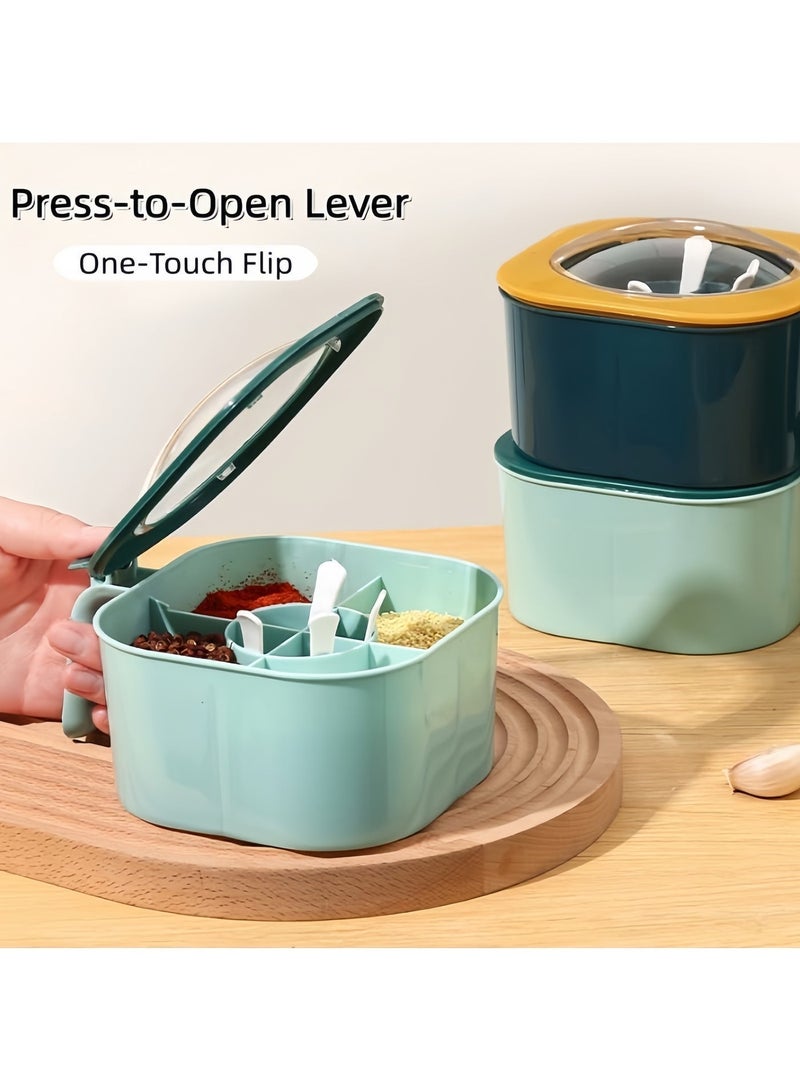 Seasoning jar four-grid seasoning box household seasoning salt jar kitchen seasoning bottle sealed storage seasoning jar full set 12.7x15x7.2 - Image 4